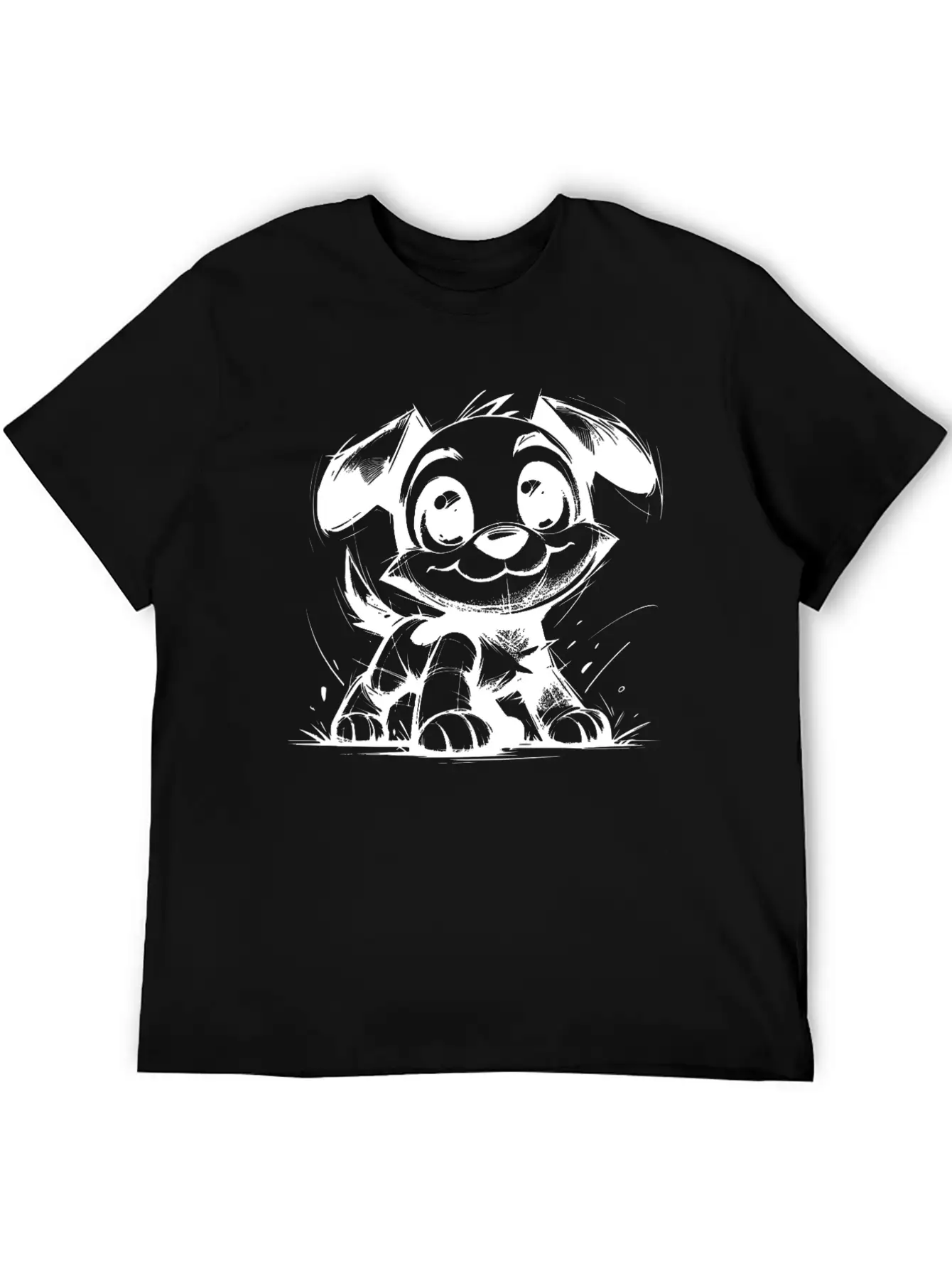 Baby Dog Pencil Sketch Big Eyes And Ears Classic Fit Graphic Tee For Daily Comfort – Unisex Cotton Shirt