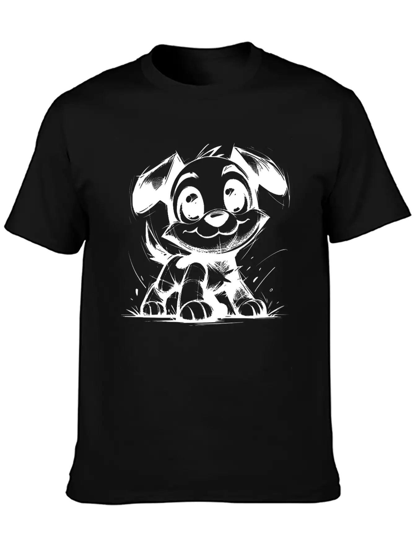 Baby Dog Pencil Sketch Big Eyes And Ears Classic Fit Graphic Tee For Daily Comfort – Unisex Cotton Shirt