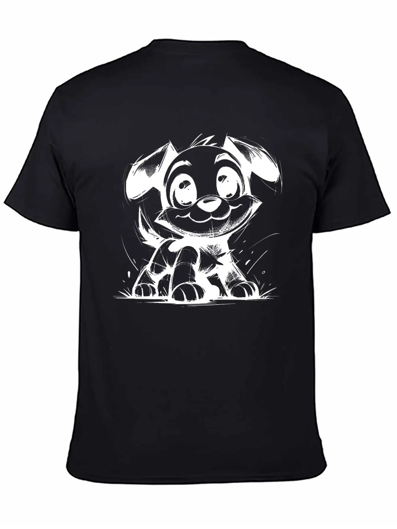 Baby Dog Pencil Sketch Big Eyes And Ears Classic Fit Graphic Tee For Daily Comfort – Unisex Cotton Shirt