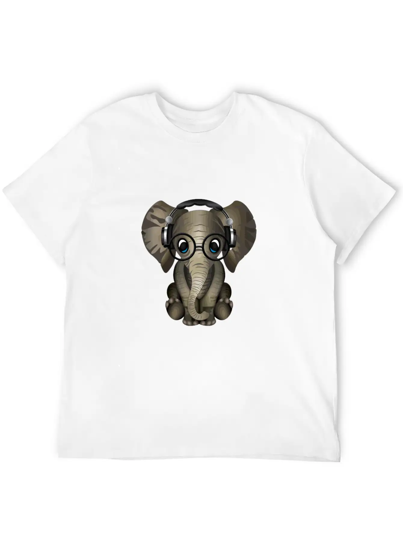 Baby Elephant Dj Wearing Headphones & Glasses Gift Essential Cotton Tee For Daily Outfits – Unisex Style