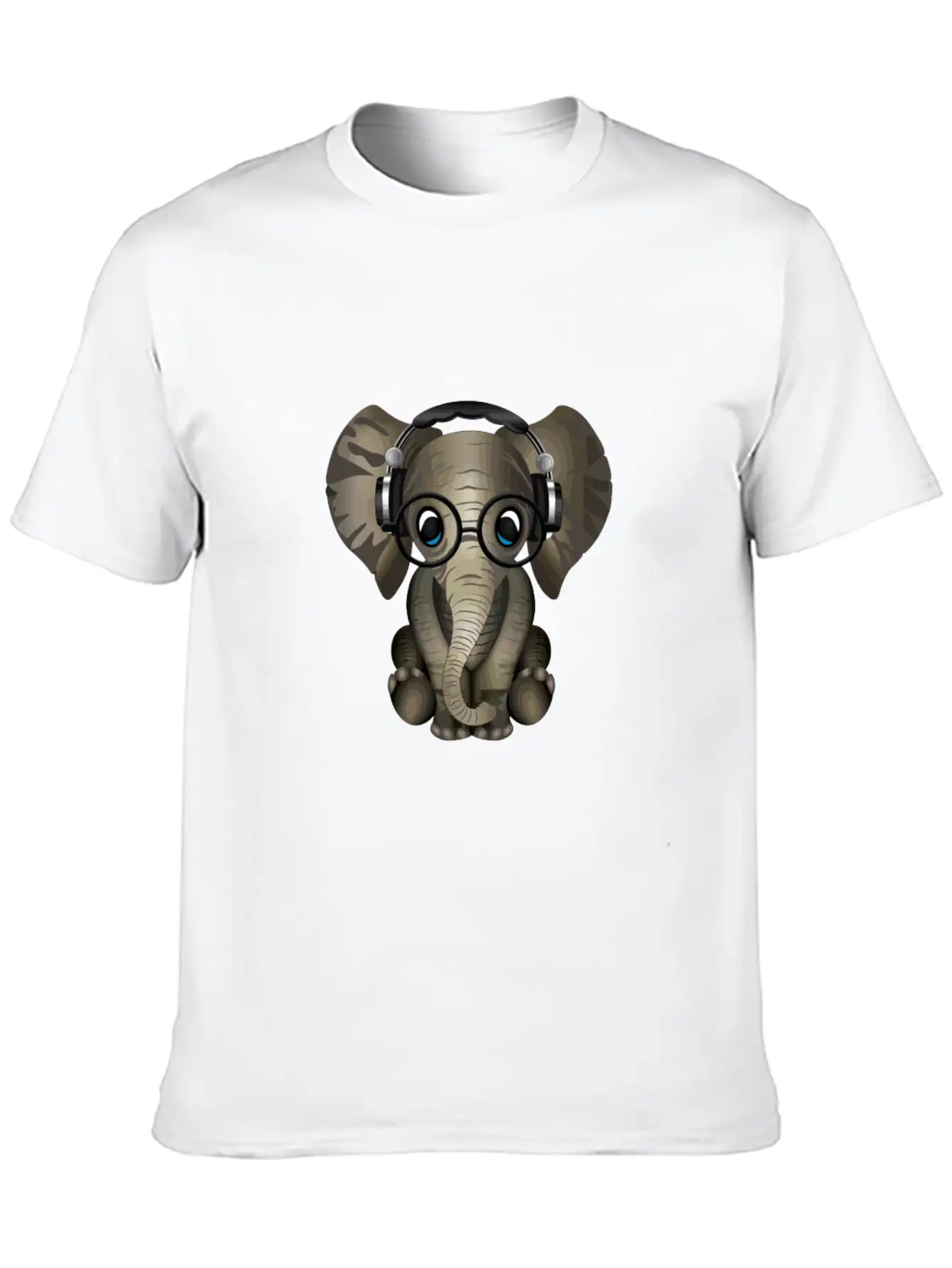 Baby Elephant Dj Wearing Headphones & Glasses Gift Essential Cotton Tee For Daily Outfits – Unisex Style