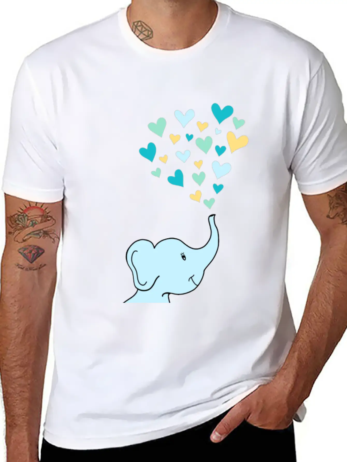 Baby Elephant Hearts Relaxed Everyday Tee – Lightweight And Durable Cotton
