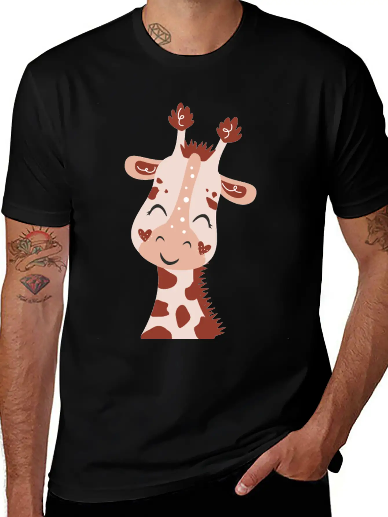 Baby Giraffe Essential Cotton Tee For Daily Outfits – Unisex Style