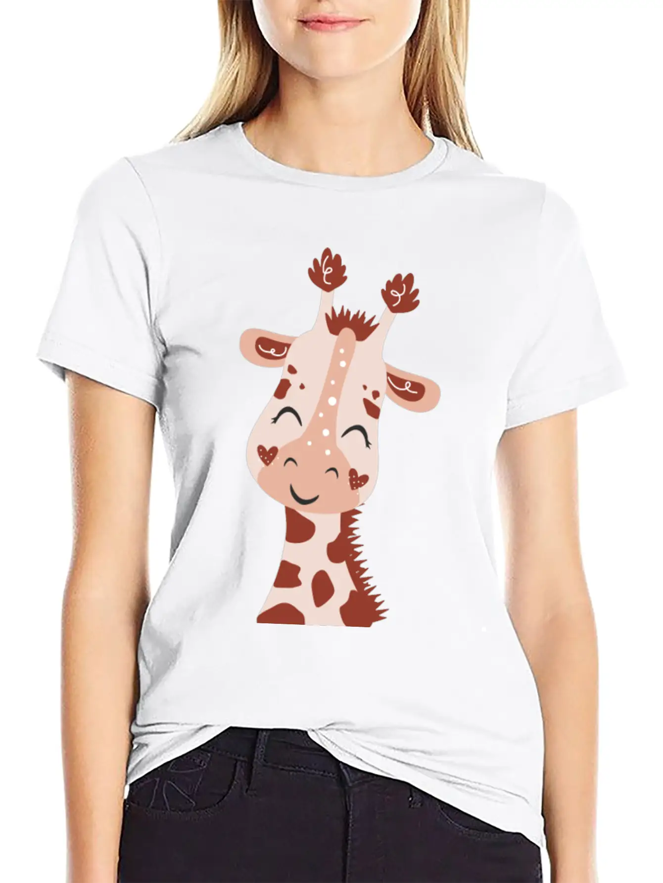 Baby Giraffe Essential Cotton Tee For Daily Outfits – Unisex Style