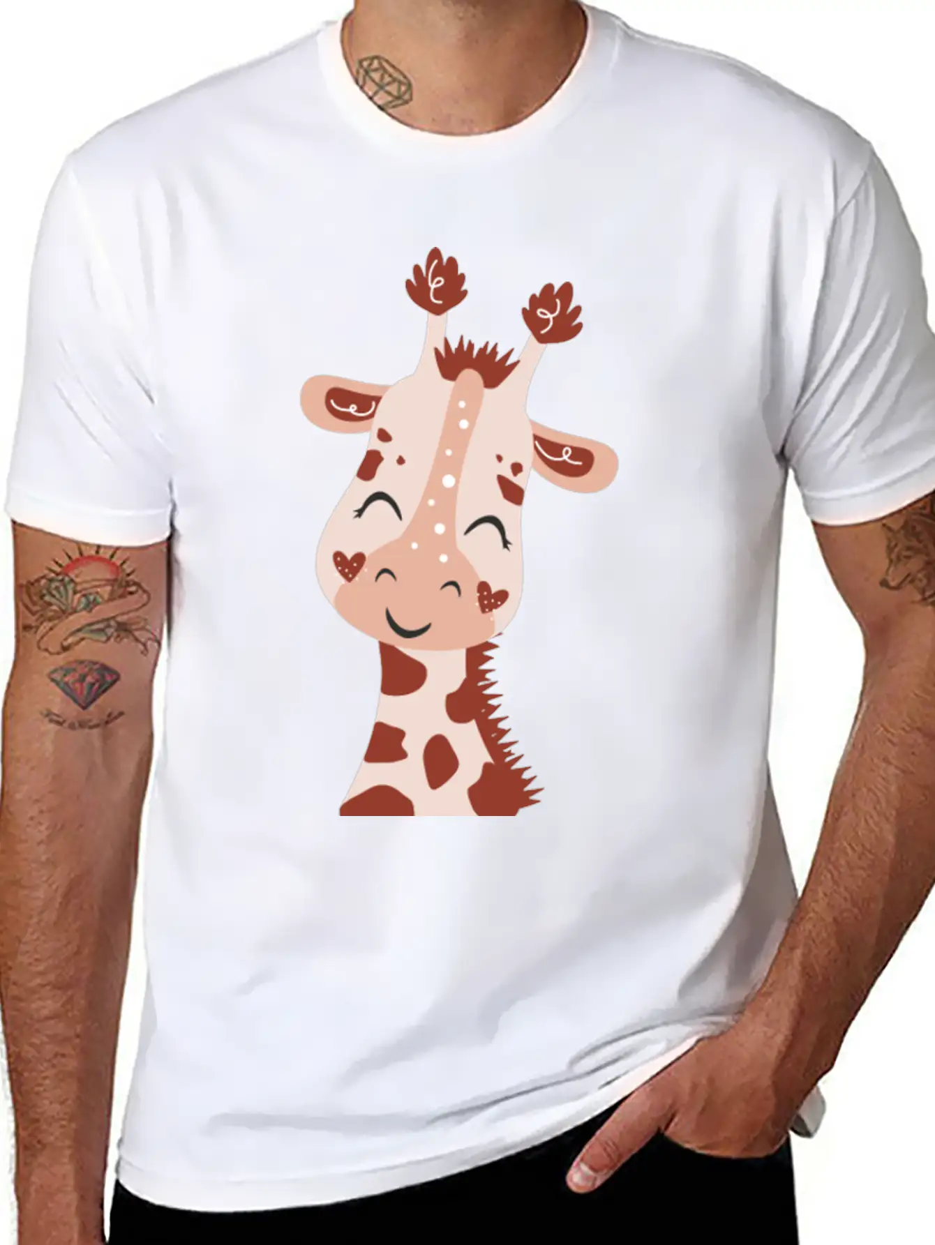 Baby Giraffe Essential Cotton Tee For Daily Outfits – Unisex Style