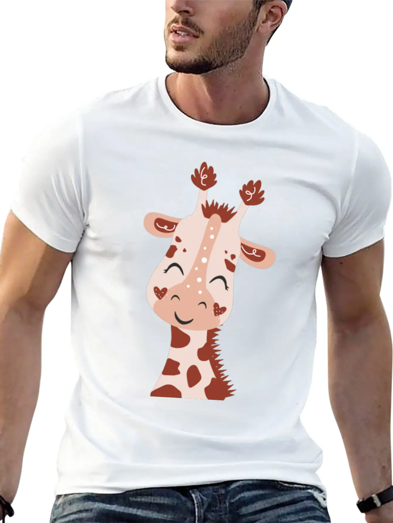 Baby Giraffe Essential Cotton Tee For Daily Outfits – Unisex Style
