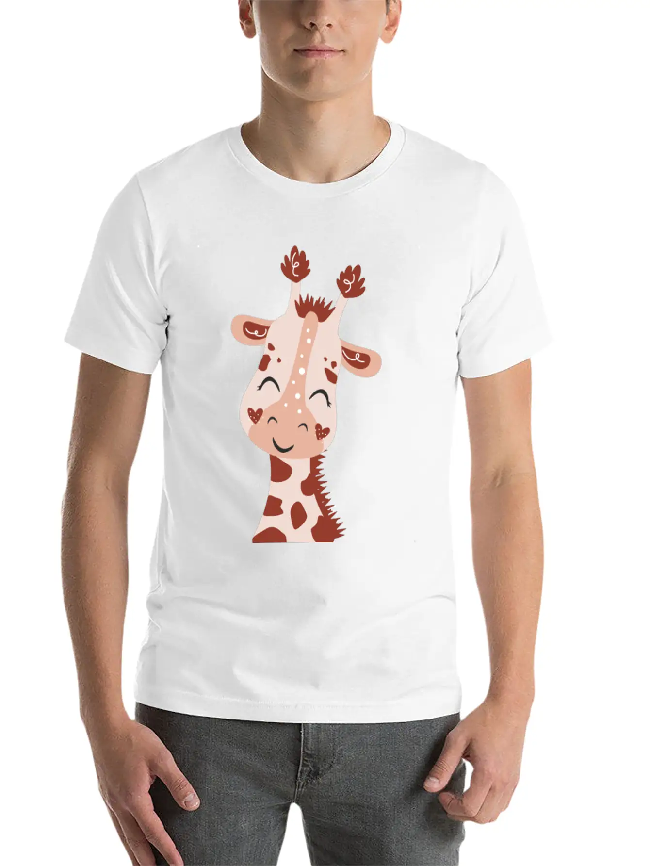 Baby Giraffe Essential Cotton Tee For Daily Outfits – Unisex Style