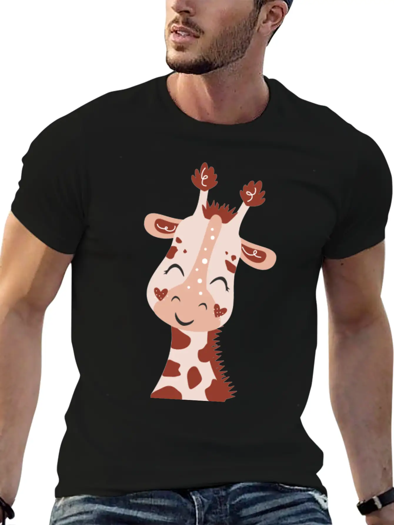Baby Giraffe Essential Cotton Tee For Daily Outfits – Unisex Style