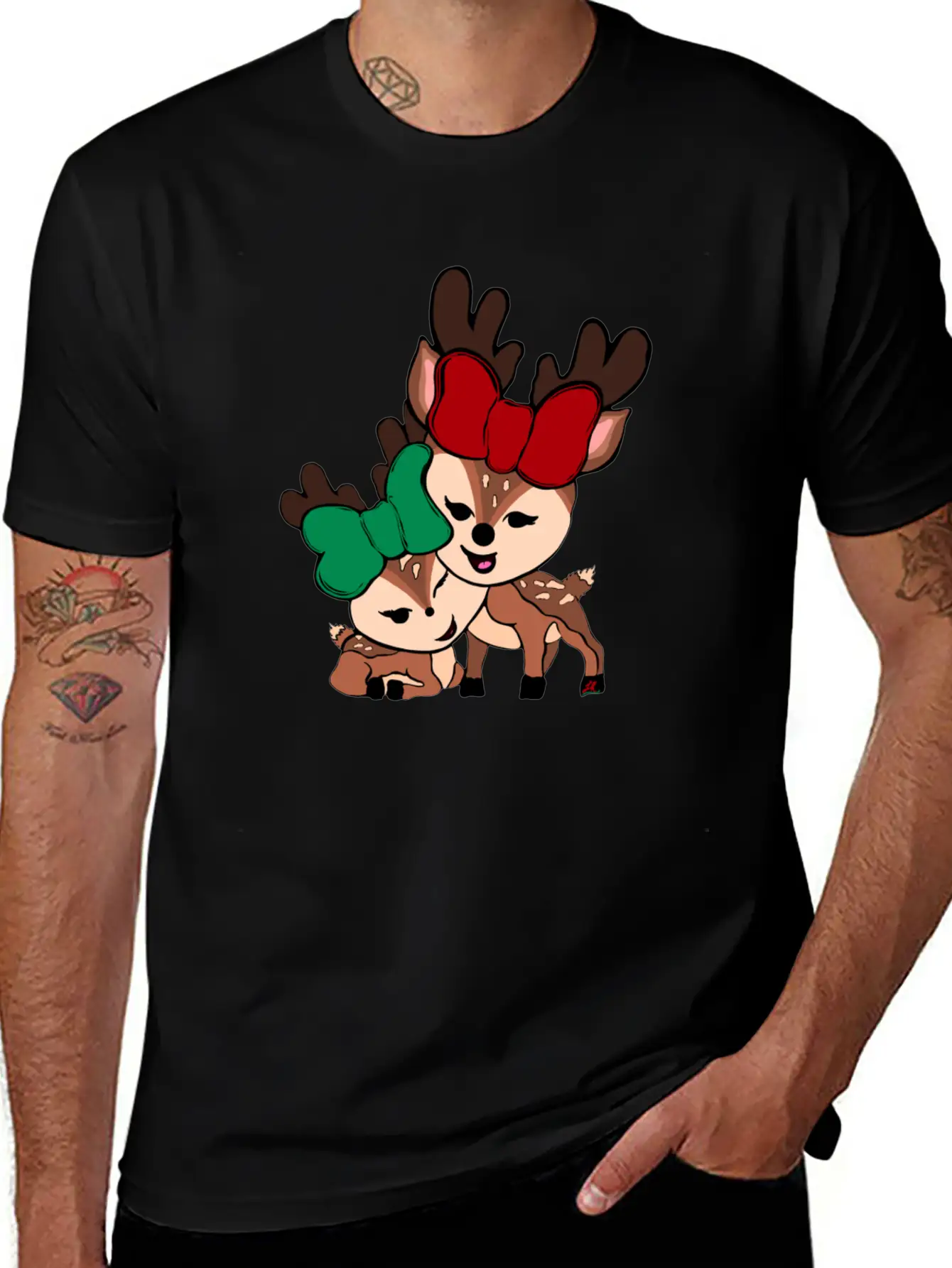 Baby Reindeer Digital Drawing By L Raya Basic Graphic T-Shirt – Daily Comfort In Soft Cotton