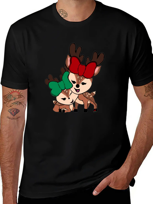 Baby Reindeer Digital Drawing By L Raya Basic Graphic T-Shirt – Daily Comfort In Soft Cotton