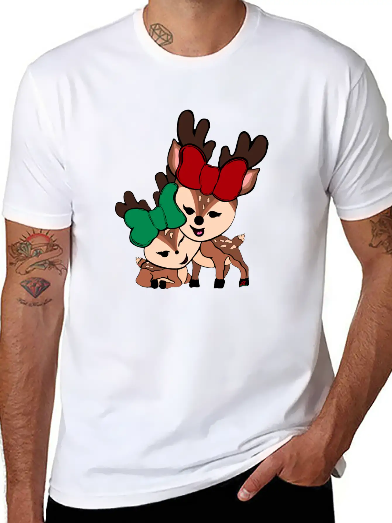 Baby Reindeer Digital Drawing By L Raya Basic Graphic T-Shirt – Daily Comfort In Soft Cotton