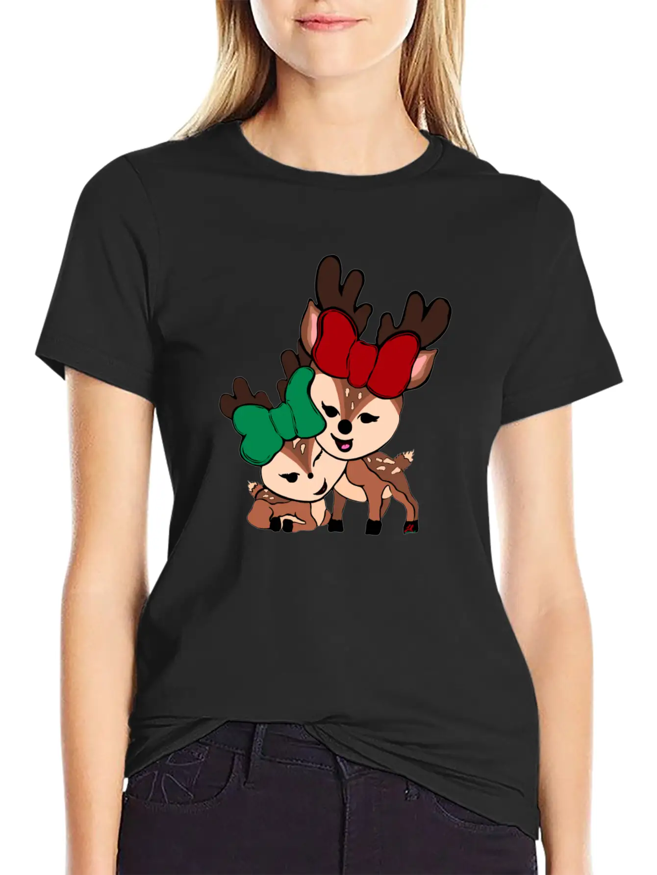 Baby Reindeer Digital Drawing By L Raya Basic Graphic T-Shirt – Daily Comfort In Soft Cotton