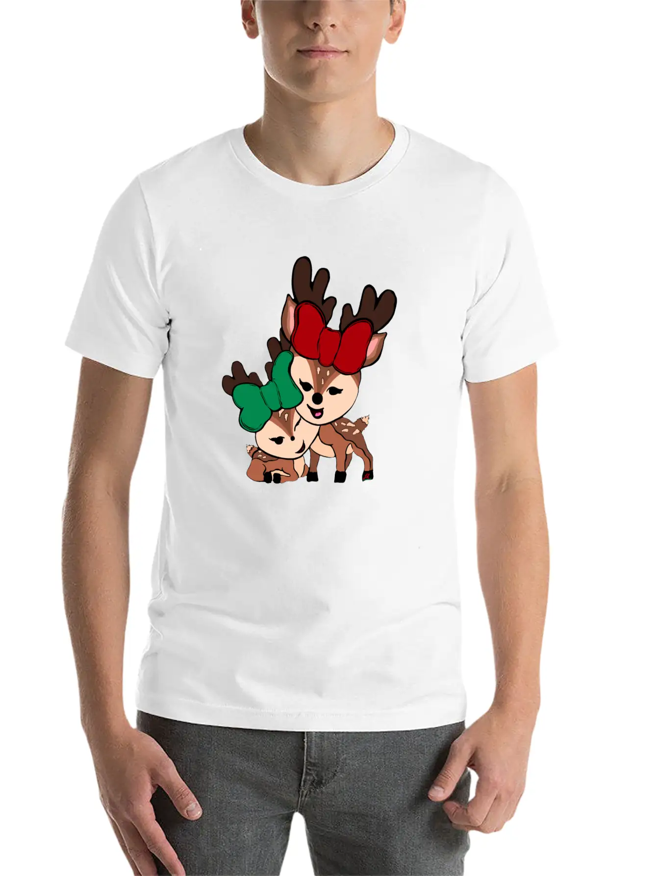 Baby Reindeer Digital Drawing By L Raya Basic Graphic T-Shirt – Daily Comfort In Soft Cotton