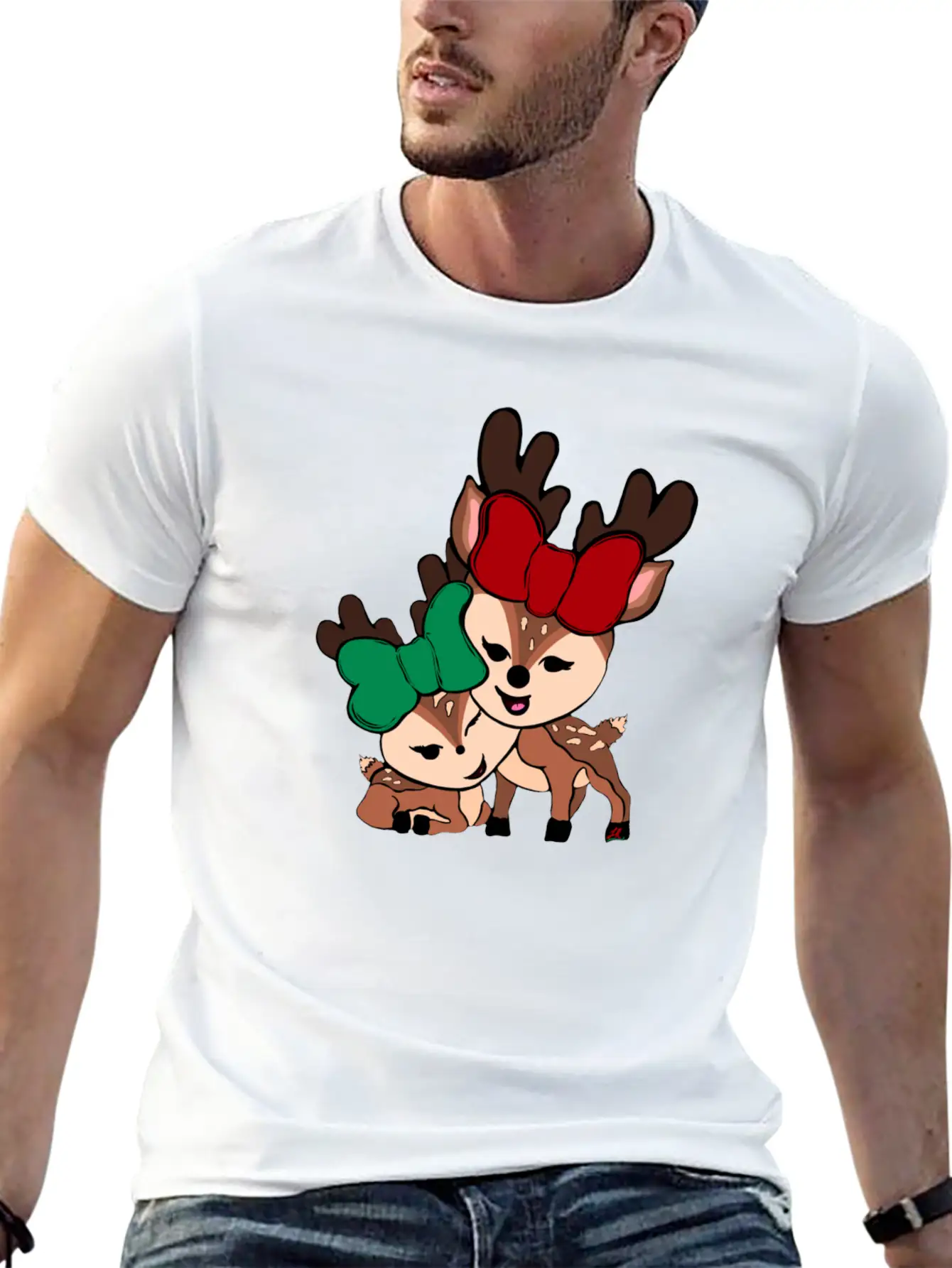 Baby Reindeer Digital Drawing By L Raya Basic Graphic T-Shirt – Daily Comfort In Soft Cotton