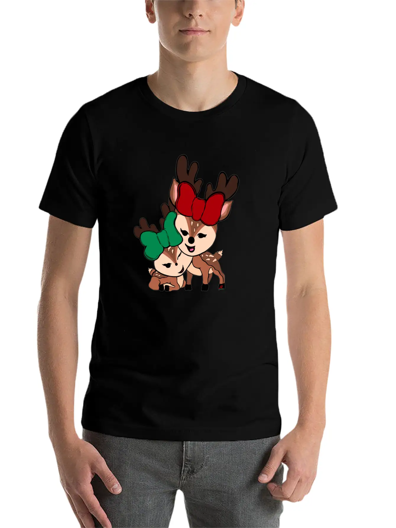 Baby Reindeer Digital Drawing By L Raya Basic Graphic T-Shirt – Daily Comfort In Soft Cotton