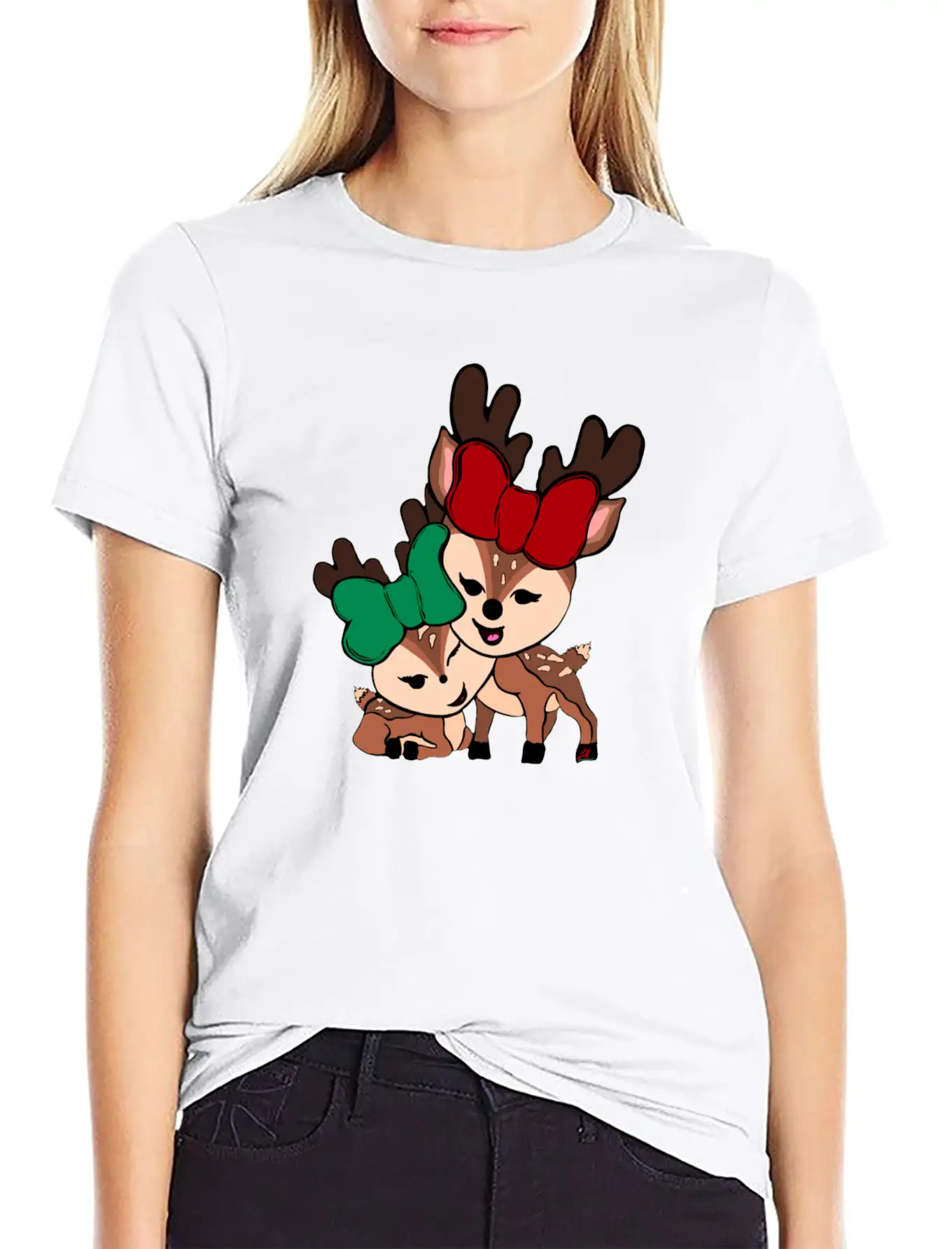 Baby Reindeer Digital Drawing By L Raya Basic Graphic T-Shirt – Daily Comfort In Soft Cotton