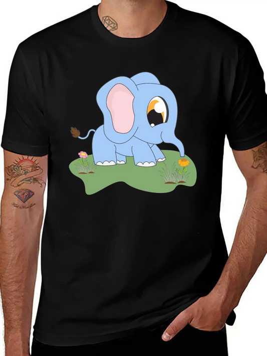 Baby Trunk Elephant Carton Animal Motif Lightweight Cotton T-Shirt – Daily Comfort Graphic Shirt