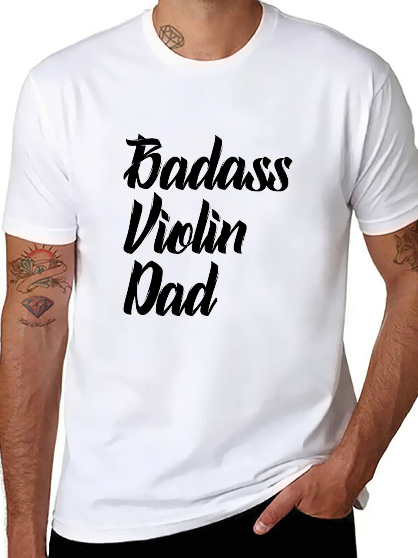 Badass Violin Dad Basic Graphic T-Shirt – Daily Comfort In Soft Cotton