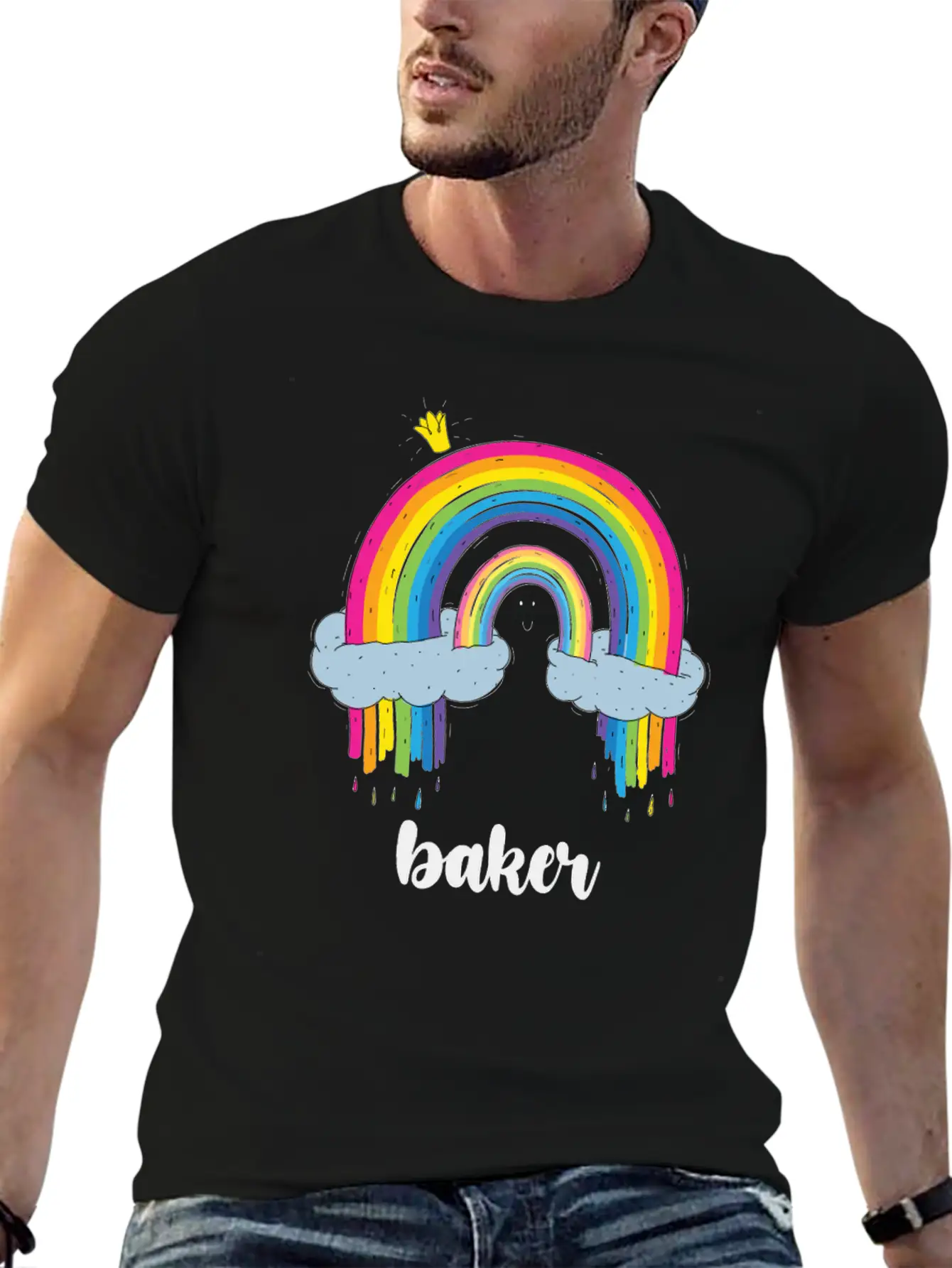 Baker Cute Boho Rainbow Unisex Casual T-Shirt – Clean Design For Daily Comfort