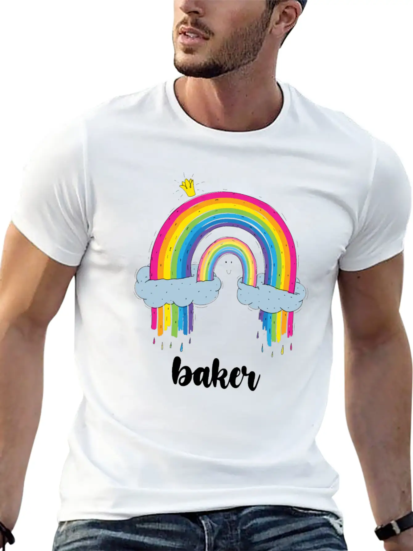 Baker Cute Boho Rainbow Unisex Casual T-Shirt – Clean Design For Daily Comfort