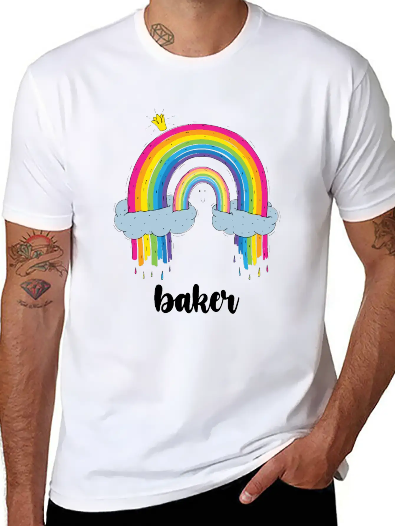 Baker Cute Boho Rainbow Unisex Casual T-Shirt – Clean Design For Daily Comfort