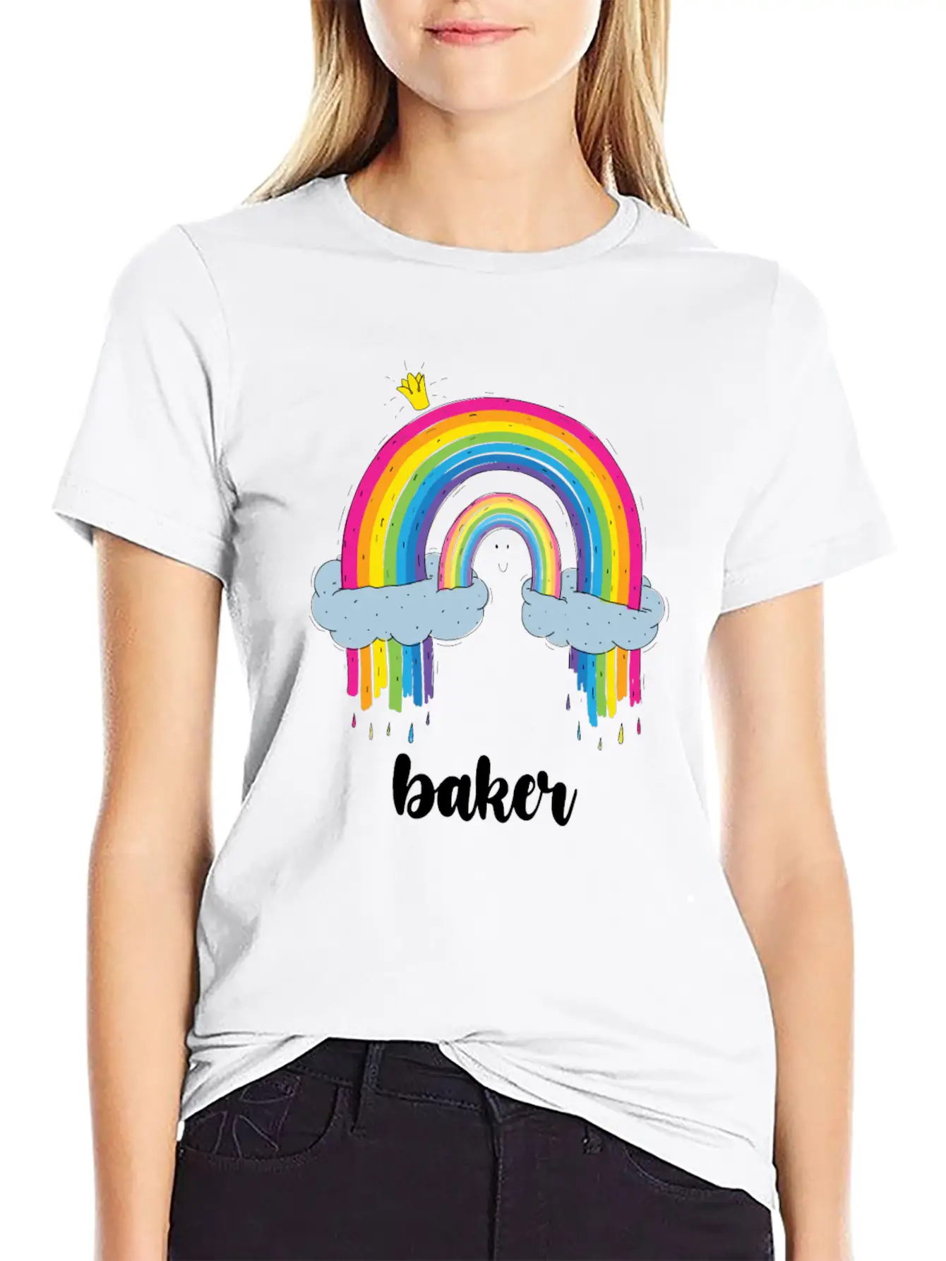 Baker Cute Boho Rainbow Unisex Casual T-Shirt – Clean Design For Daily Comfort