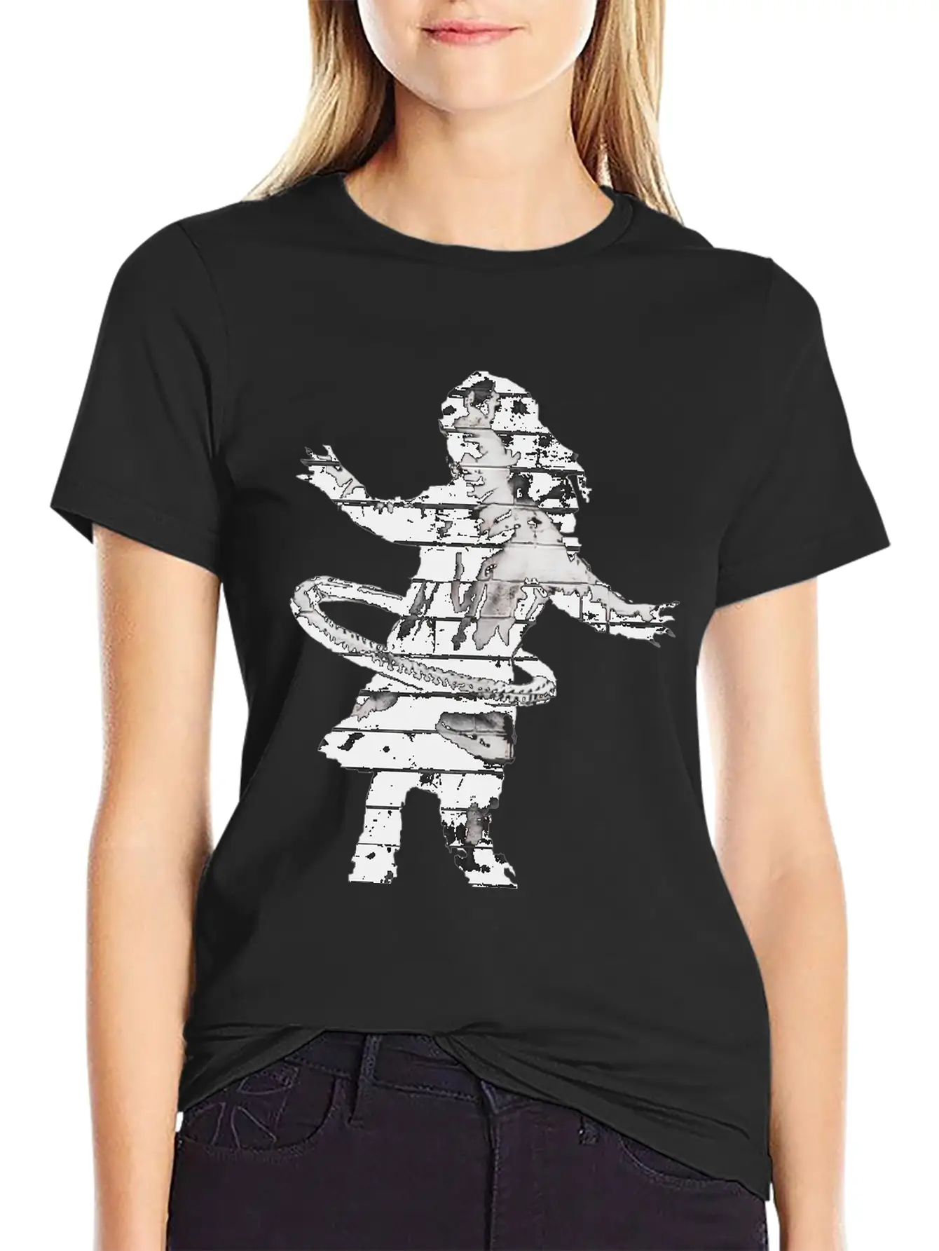 Banksy HulaHoop Girl Nottingham Ilkeston Road Classic Fit Graphic Tee For Daily Comfort – Unisex Cotton Shirt