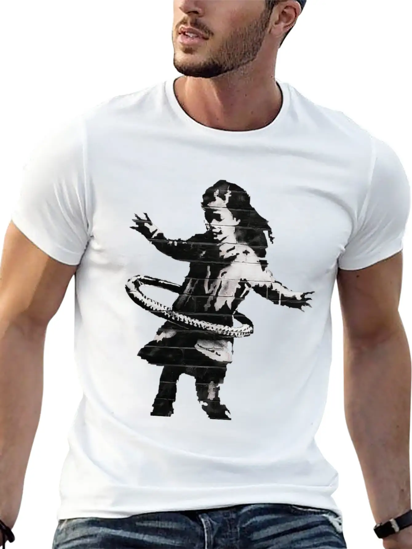 Banksy HulaHoop Girl Nottingham Ilkeston Road Classic Fit Graphic Tee For Daily Comfort – Unisex Cotton Shirt