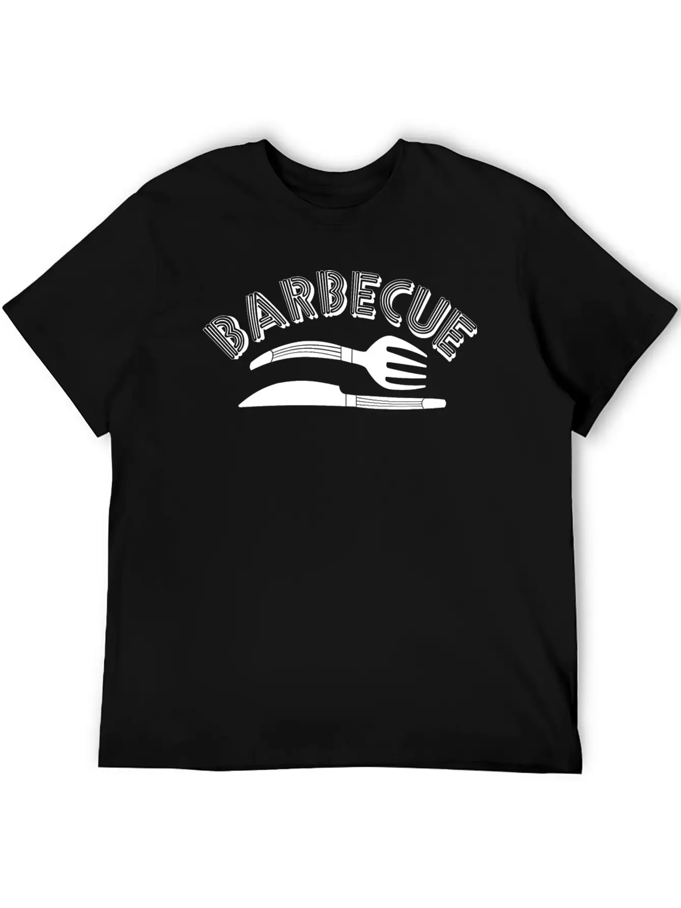Barbecue White Knife And Fork Classic Fit Graphic Tee For Daily Comfort – Unisex Cotton Shirt