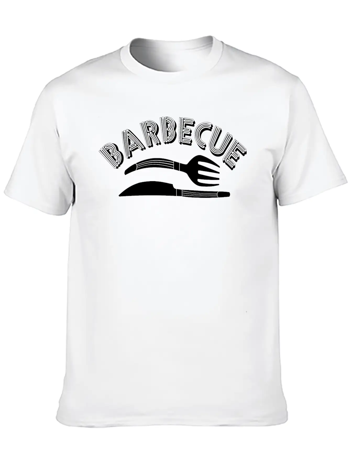 Barbecue White Knife And Fork Classic Fit Graphic Tee For Daily Comfort – Unisex Cotton Shirt