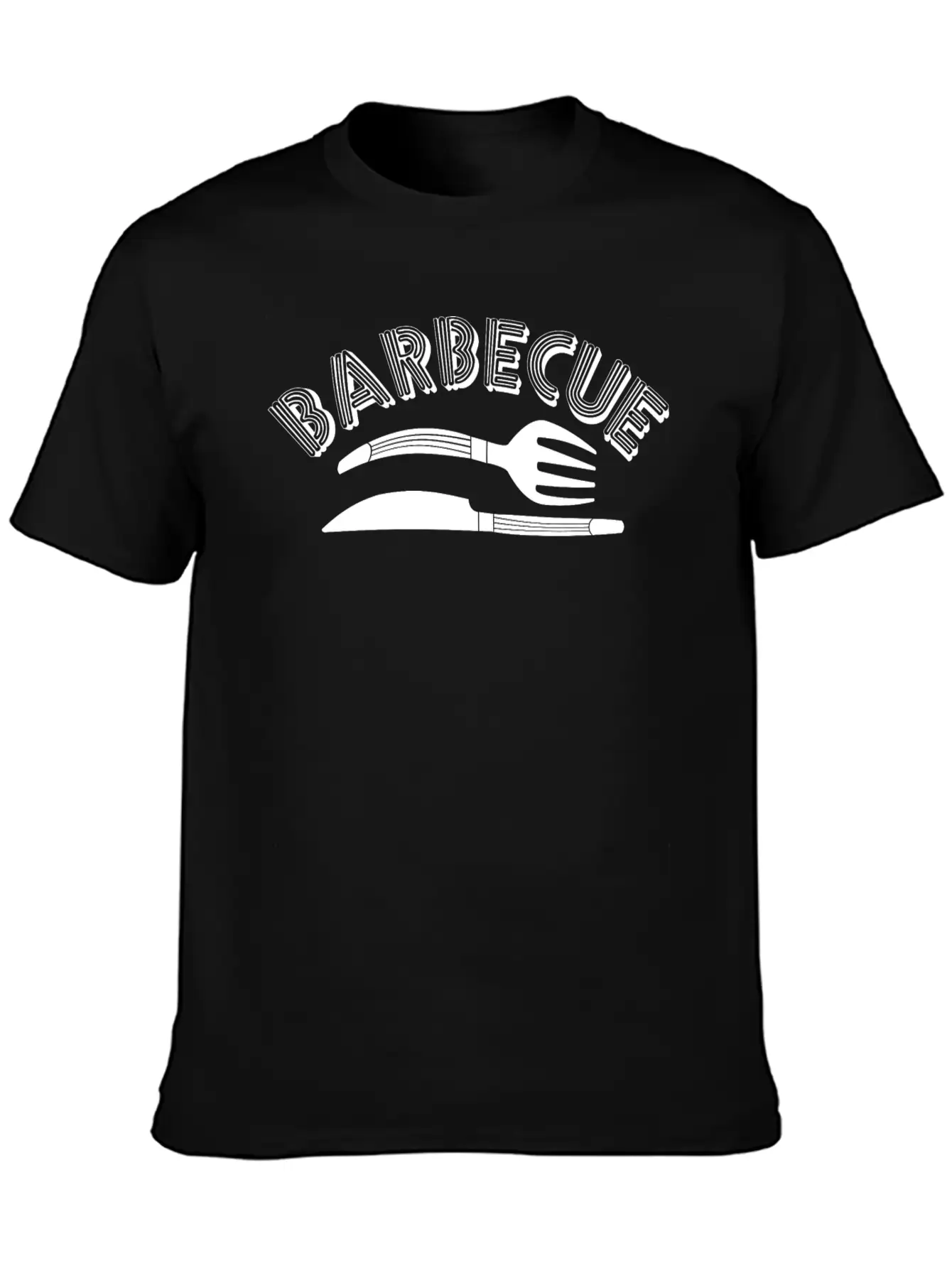 Barbecue White Knife And Fork Classic Fit Graphic Tee For Daily Comfort – Unisex Cotton Shirt