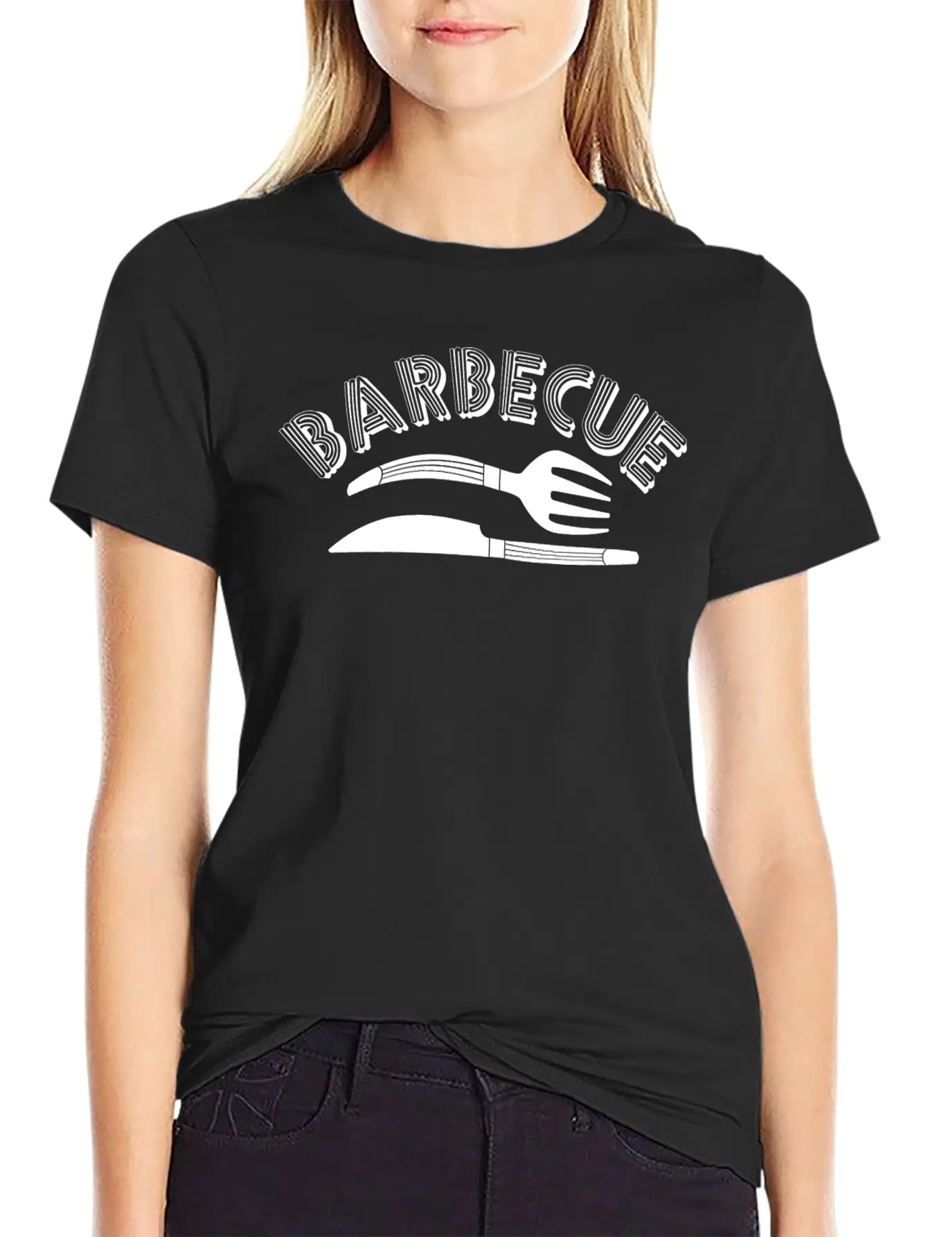 Barbecue White Knife And Fork Classic Fit Graphic Tee For Daily Comfort – Unisex Cotton Shirt