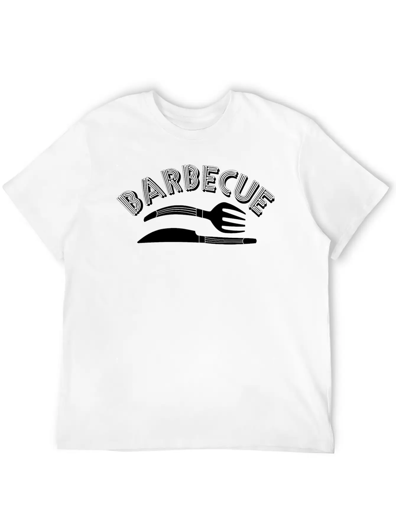 Barbecue White Knife And Fork Classic Fit Graphic Tee For Daily Comfort – Unisex Cotton Shirt