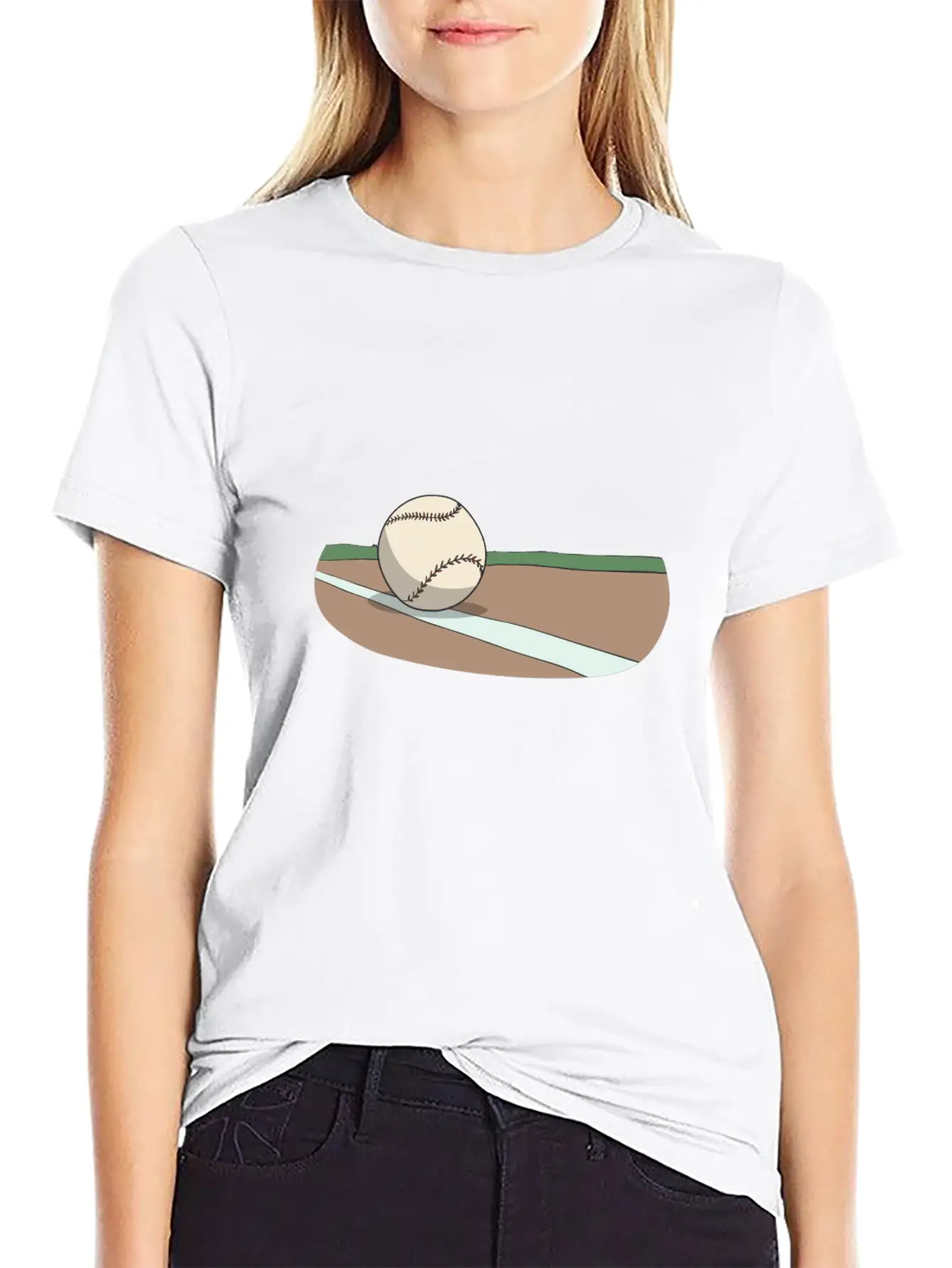 Baseball Ball On The Infield Lightweight Cotton T-Shirt – Daily Comfort Graphic Shirt