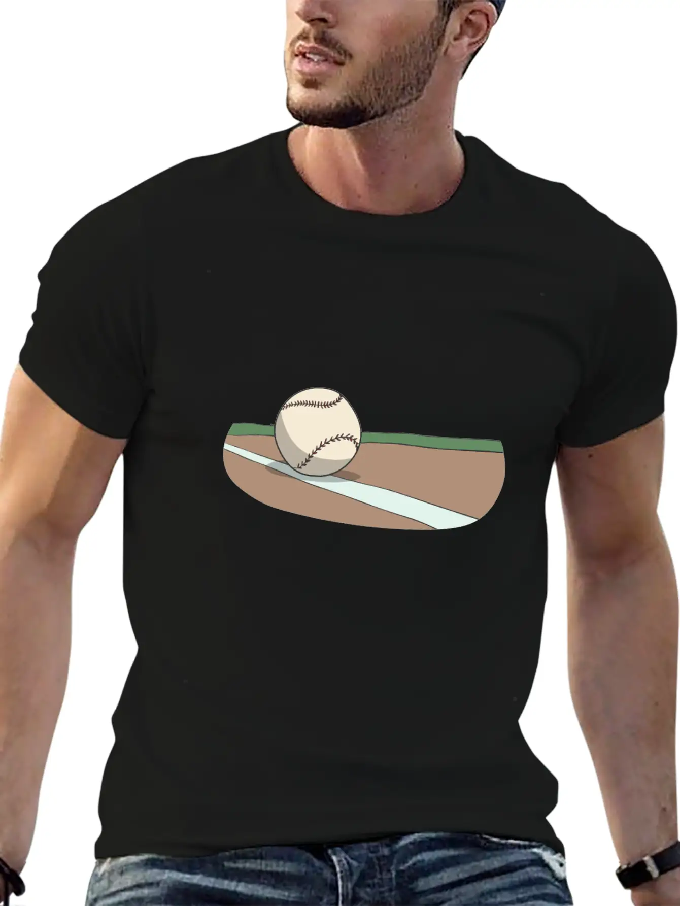 Baseball Ball On The Infield Lightweight Cotton T-Shirt – Daily Comfort Graphic Shirt