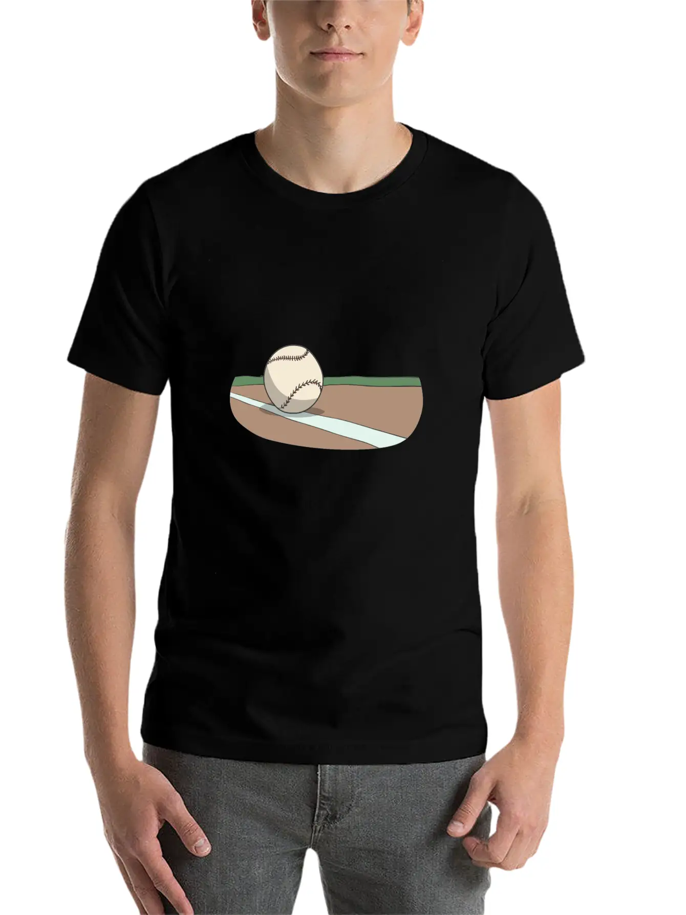 Baseball Ball On The Infield Lightweight Cotton T-Shirt – Daily Comfort Graphic Shirt