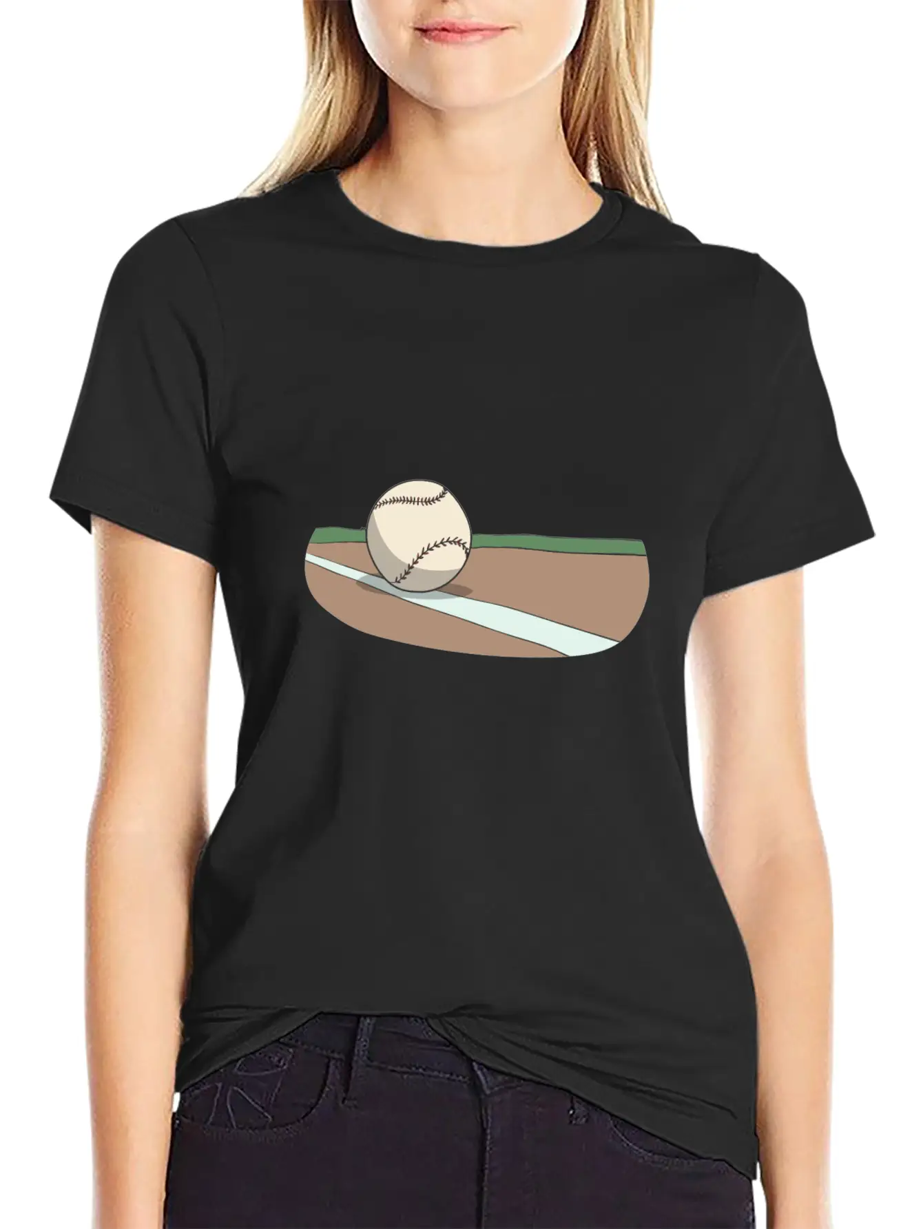 Baseball Ball On The Infield Lightweight Cotton T-Shirt – Daily Comfort Graphic Shirt
