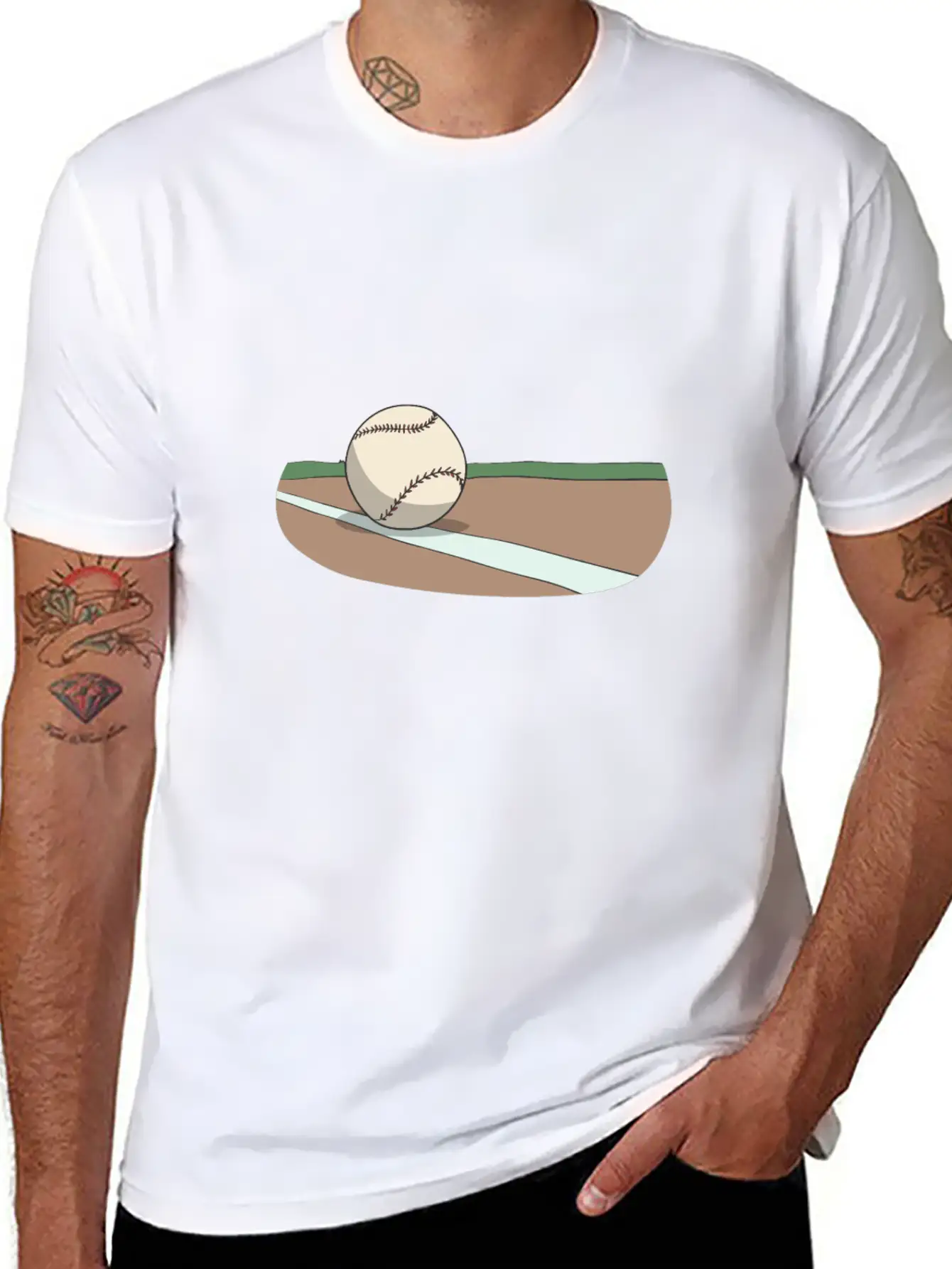 Baseball Ball On The Infield Lightweight Cotton T-Shirt – Daily Comfort Graphic Shirt