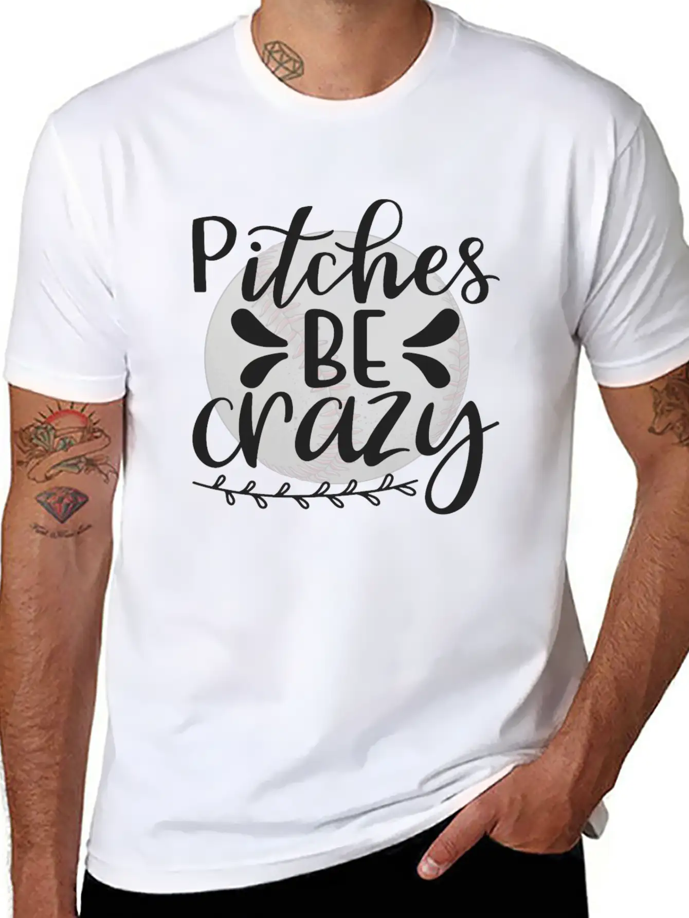 Baseball Lover Quote Pitches BE Crazy Comfortable Minimalist Graphic Tee – Summer Style Essential