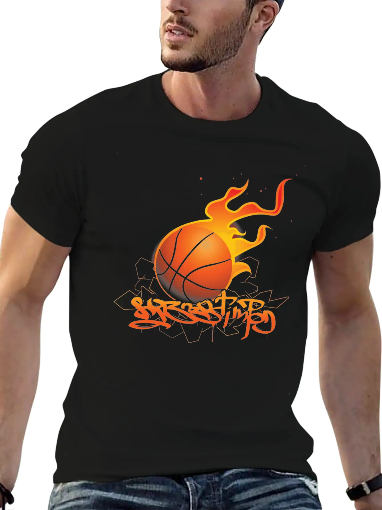 Basket Ball Style Lightweight Cotton T-Shirt – Daily Comfort Graphic Shirt