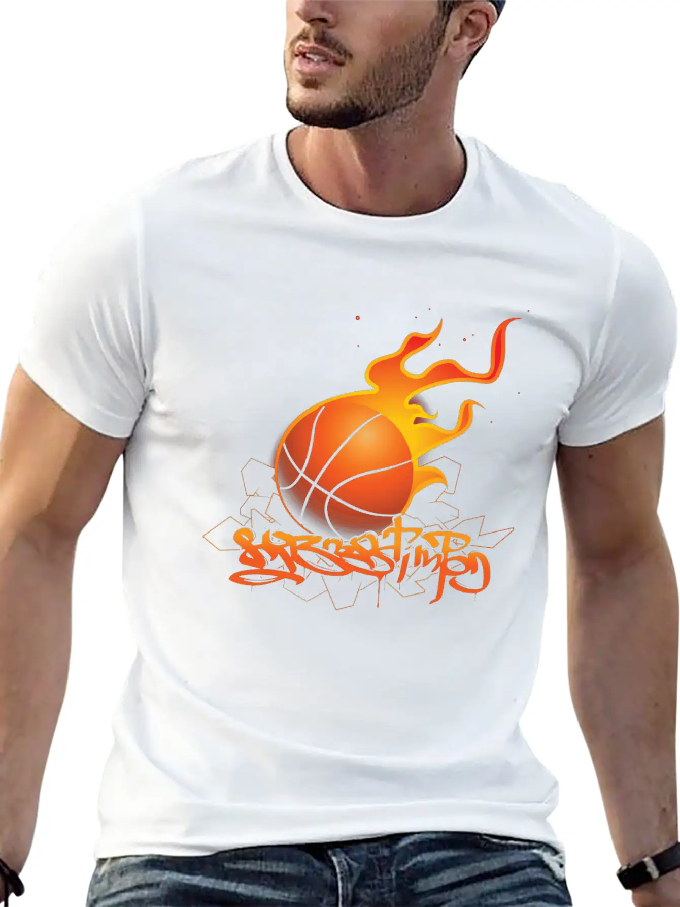 Basket Ball Style Lightweight Cotton T-Shirt – Daily Comfort Graphic Shirt