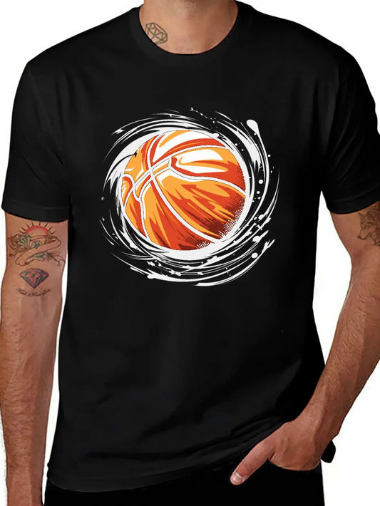 Basketball With Paint Splatter Comfortable Minimalist Graphic Tee – Summer Style Essential
