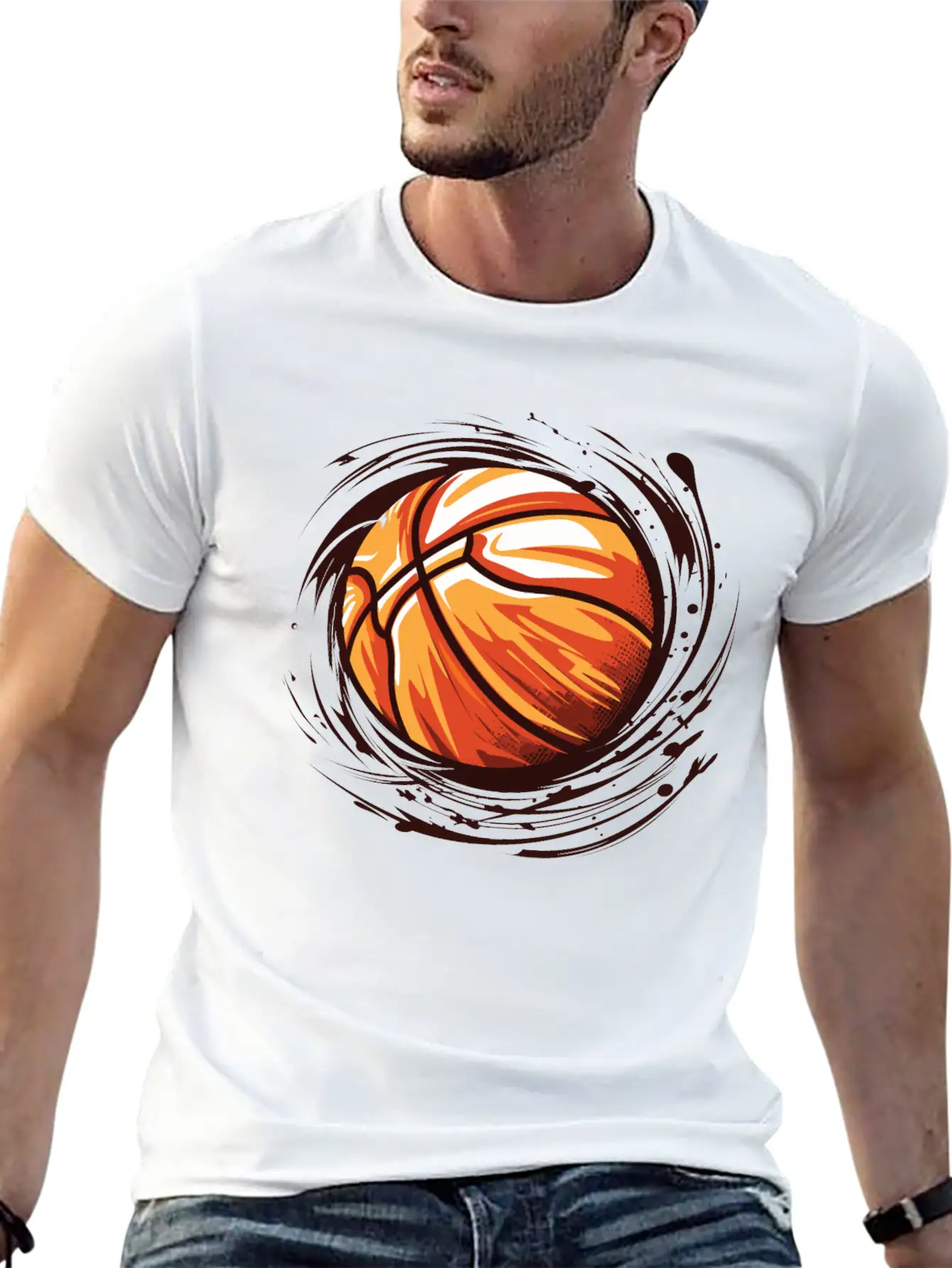 Basketball With Paint Splatter Comfortable Minimalist Graphic Tee – Summer Style Essential