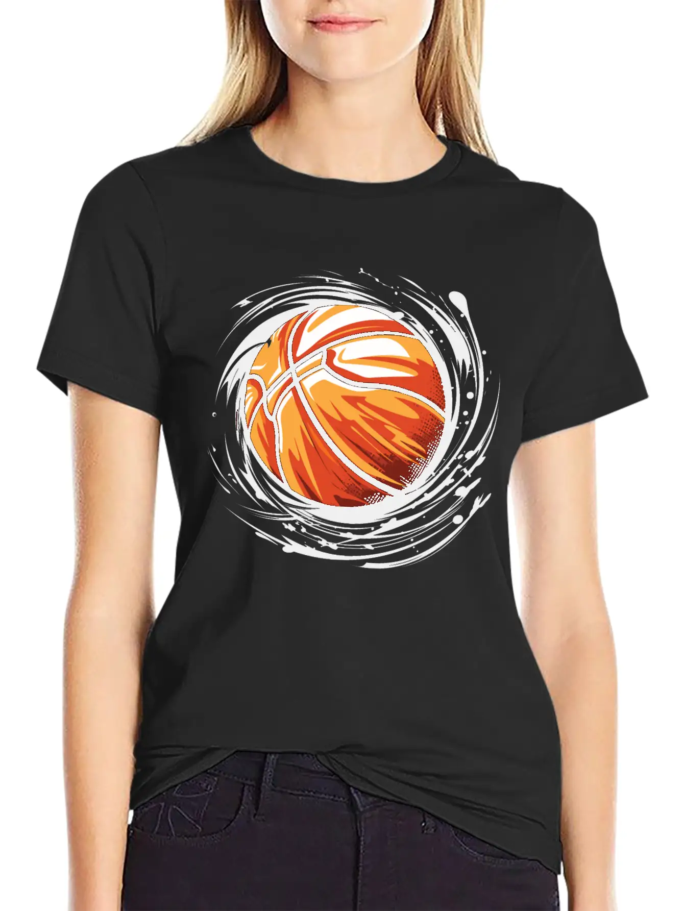 Basketball With Paint Splatter Comfortable Minimalist Graphic Tee – Summer Style Essential