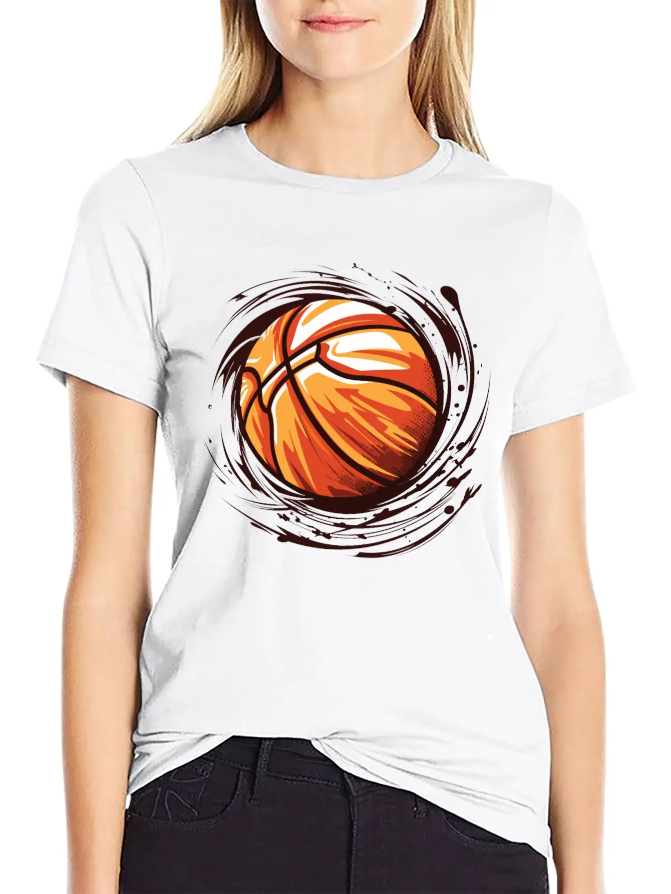 Basketball With Paint Splatter Comfortable Minimalist Graphic Tee – Summer Style Essential
