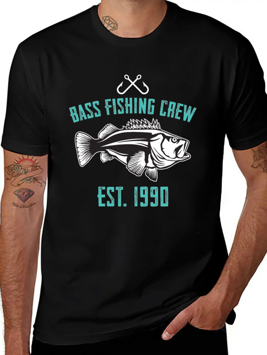Bass Fishing Crew 1990 Lightweight Cotton T-Shirt – Daily Comfort Graphic Shirt