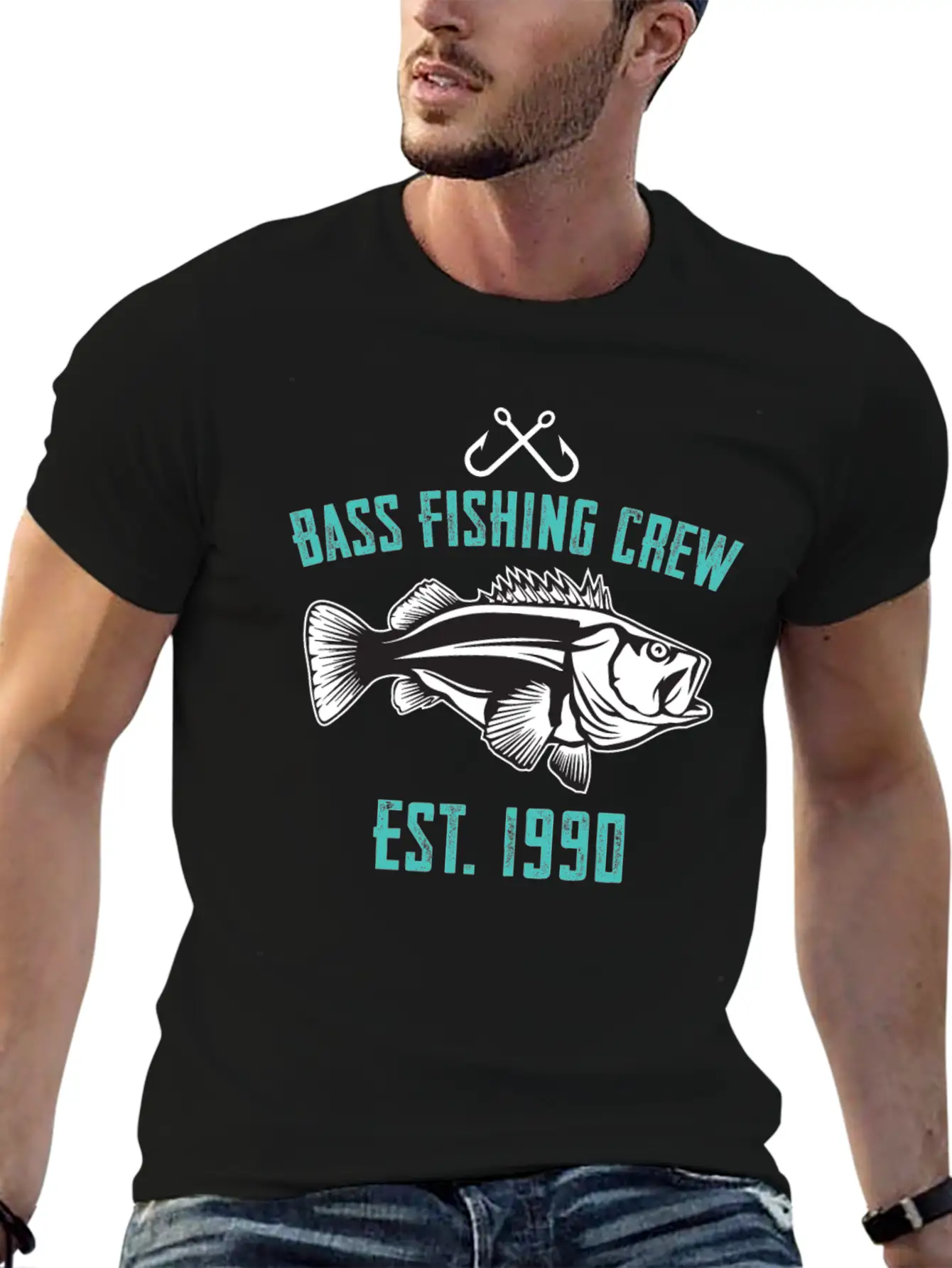 Bass Fishing Crew 1990 Lightweight Cotton T-Shirt – Daily Comfort Graphic Shirt