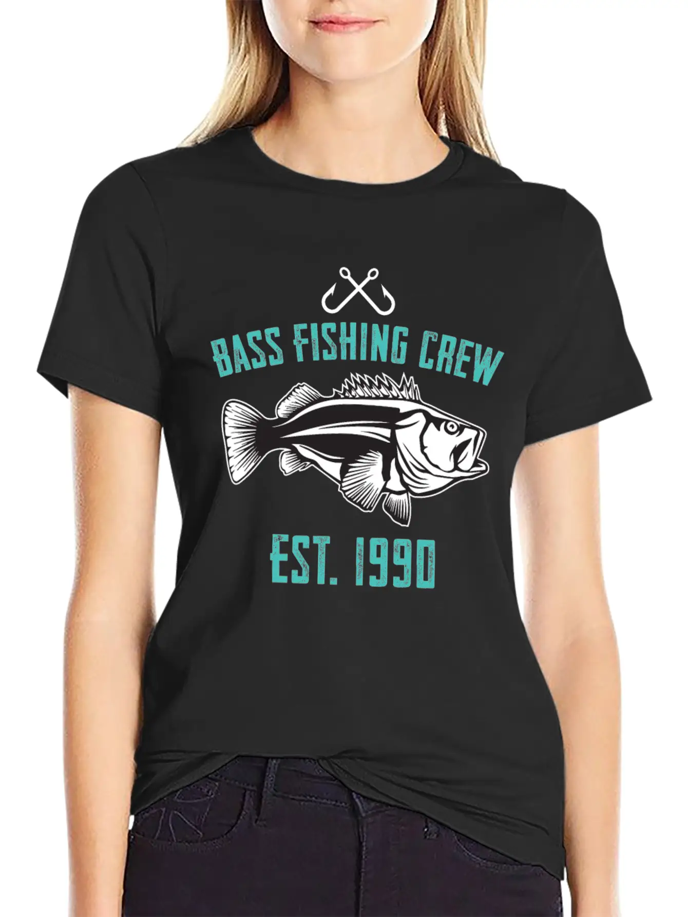 Bass Fishing Crew 1990 Lightweight Cotton T-Shirt – Daily Comfort Graphic Shirt