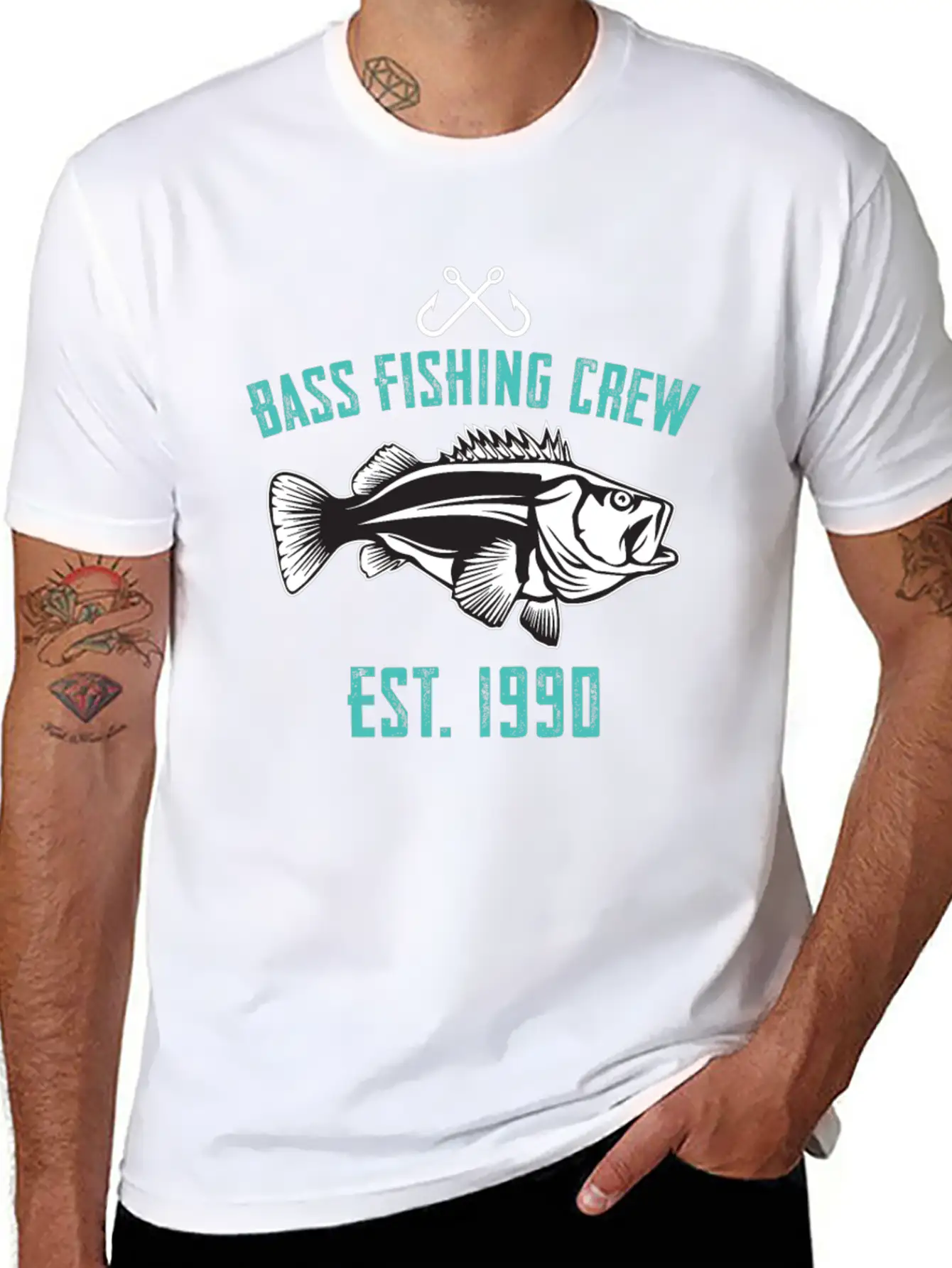 Bass Fishing Crew 1990 Lightweight Cotton T-Shirt – Daily Comfort Graphic Shirt