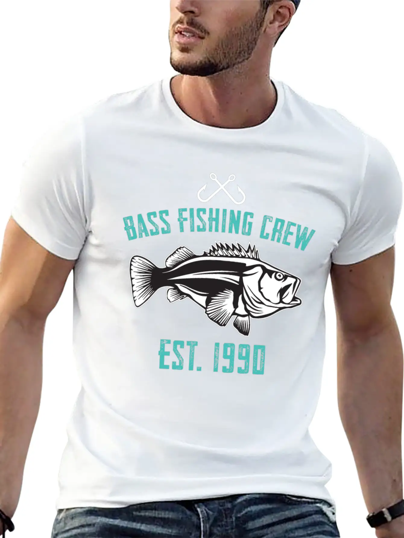Bass Fishing Crew 1990 Lightweight Cotton T-Shirt – Daily Comfort Graphic Shirt